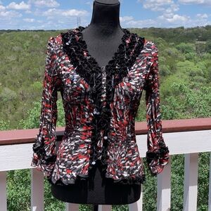 Choices Sheer Chiffon Button Down Shirt